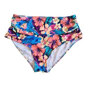 MISSKY Women's Safflower High Waisted, Tummy Control Swimsuit Bottom Size XL